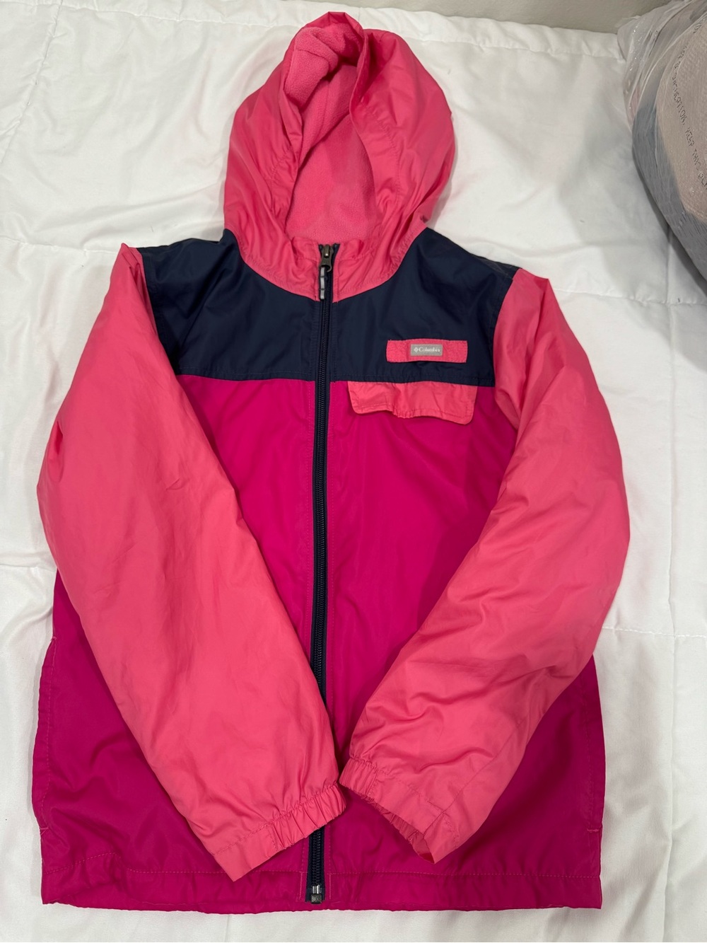 Columbia Girls' Pink & Navy Hooded jacket lightweight